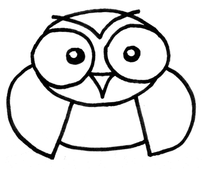 Step 4 of drawing an owl