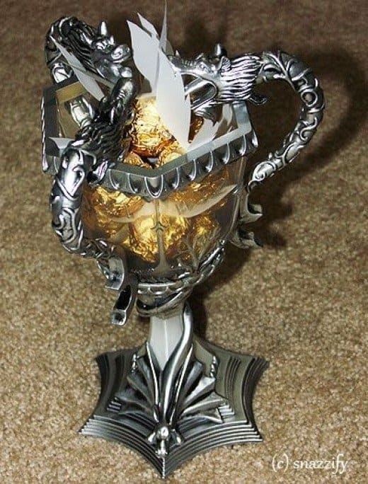Triwizard cup with golden snitches