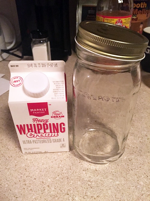 Whipping Cream and Jar for Butter