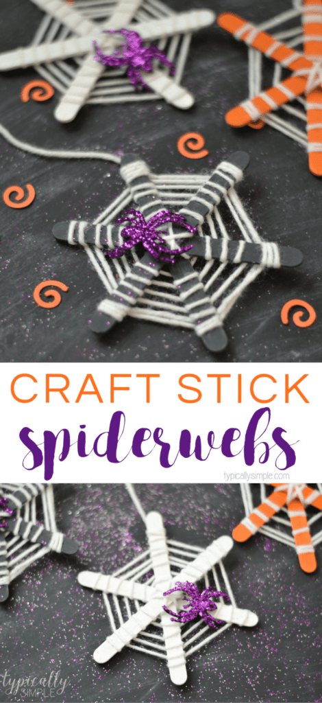 Craft stick spiderwebs