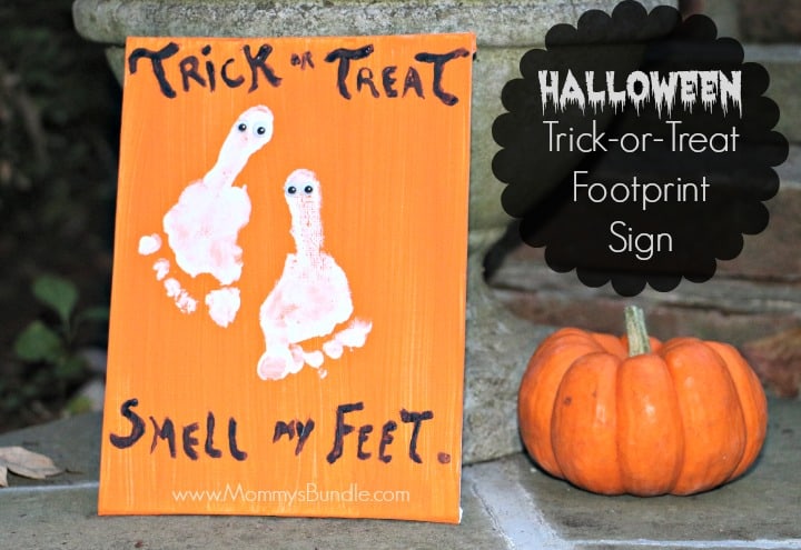 Trick or treat footprint sign
