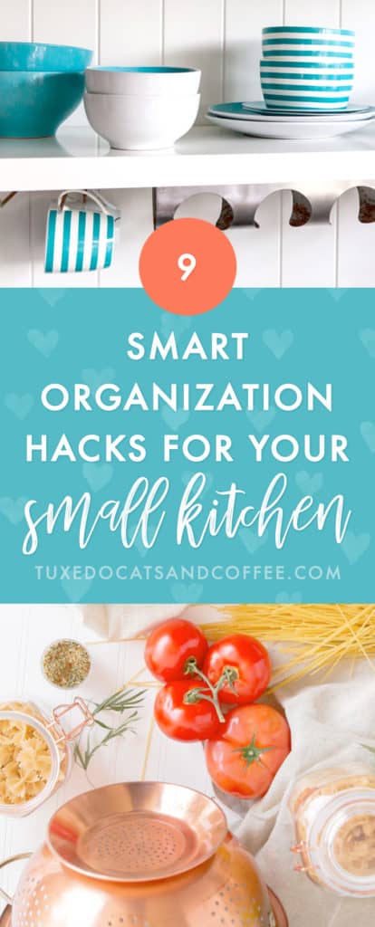 Is your kitchen a chaotic mess? Do you have trouble finding where things are or having no counter space to prepare meals because there's stuff everywhere? Here are 9 kitchen organizing hacks for a neater, better organized kitchen space.