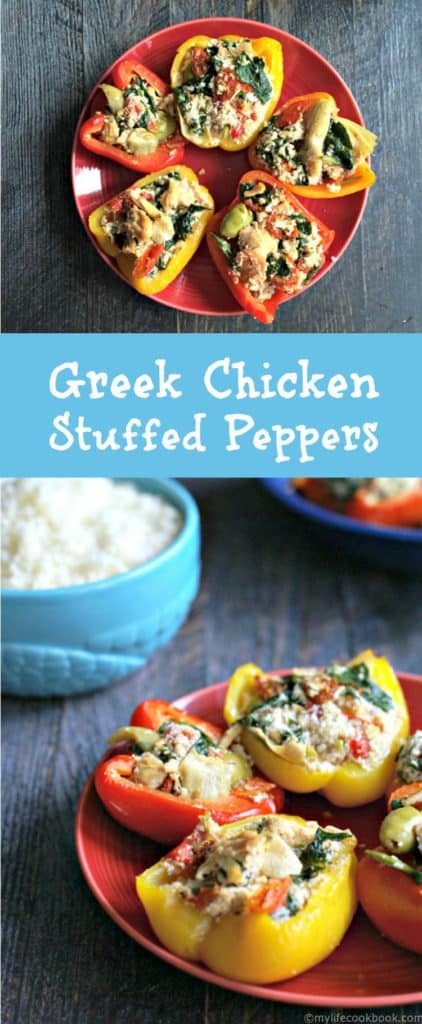 Greek chicken stuffed peppers