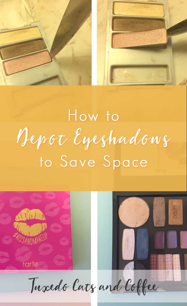 Do you have a bunch of drugstore single eyeshadows lying around taking up a bunch of drawer space? Want to condense all your favorites into a cute travel-ready palette? Here's how to depot eyeshadows to save space.