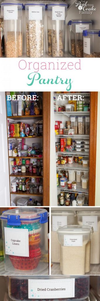 Organized pantry before and after