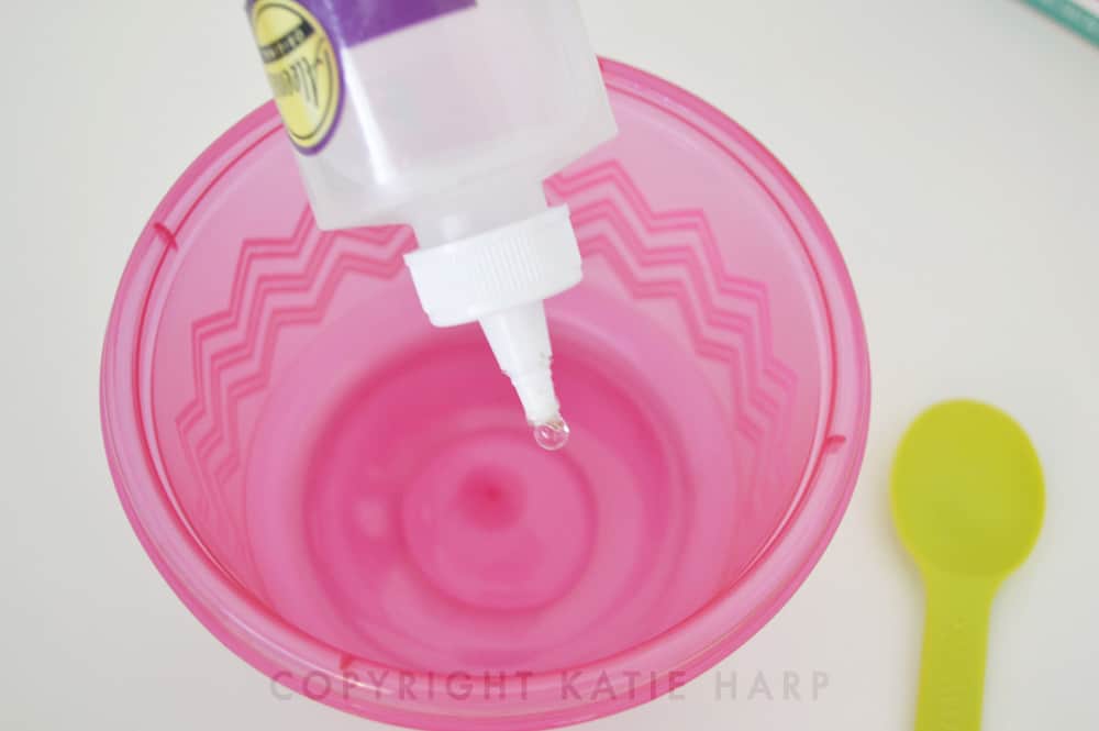 Adding the glue to a bowl