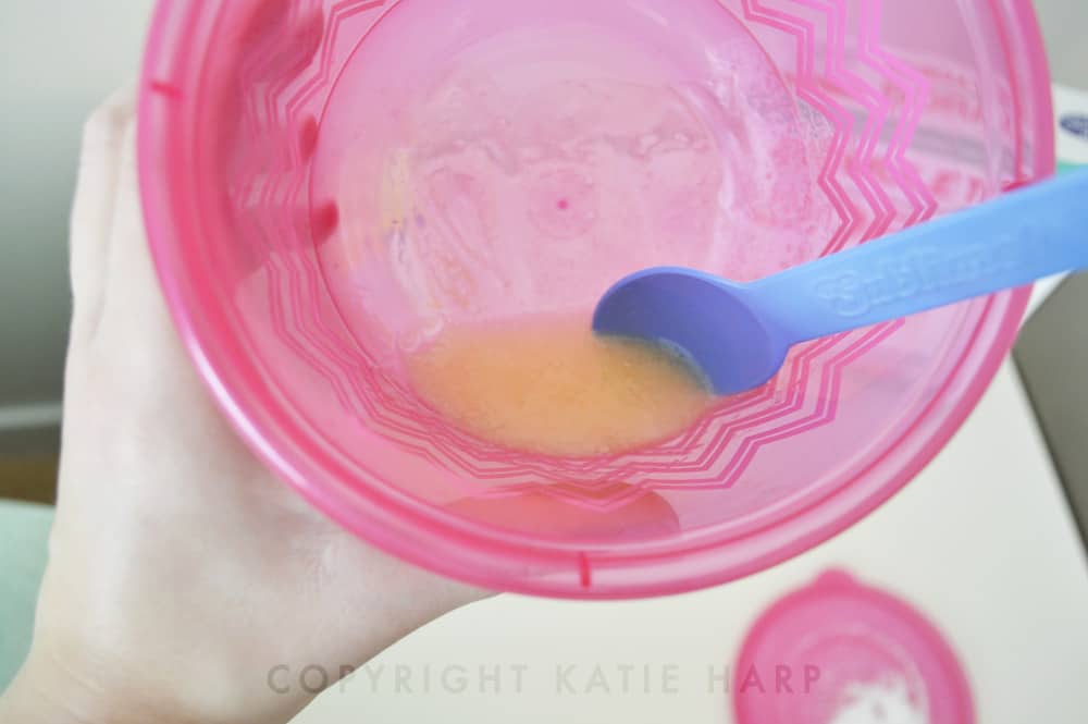 Mixing glue and dish soap together