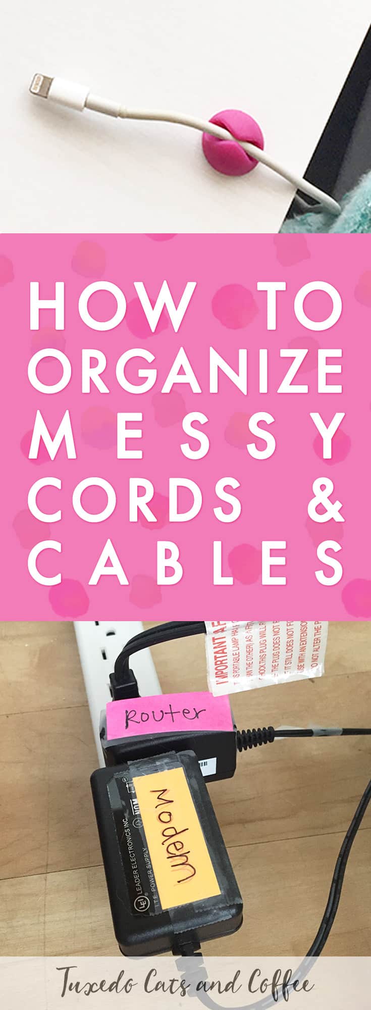 Got a mess of tangled cords, phone chargers, and random electronic cables everywhere? Can't find the cord or charger you actually need when you need it? Here's how to organize messy cords and cables with just a few simple tips.