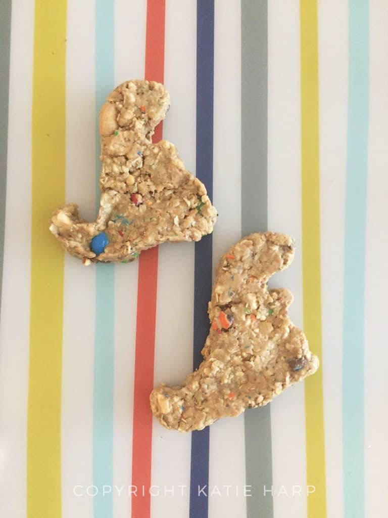 Dinosaur-shaped granola bites