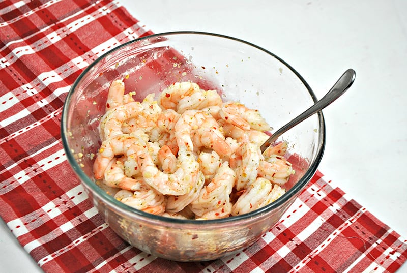 Shrimp in a bowl with spices