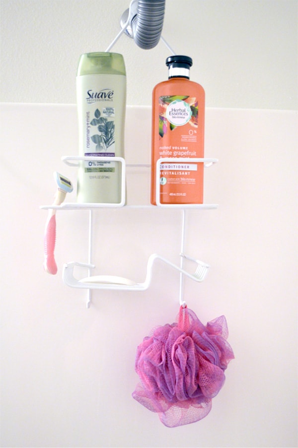 Over the shower head organizer