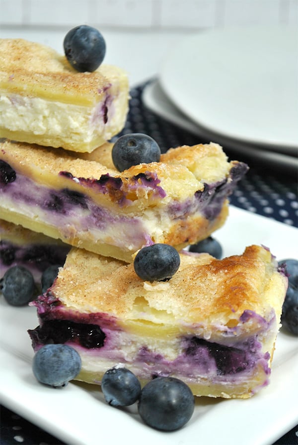 Finished sopapilla blueberry cheesecake bars