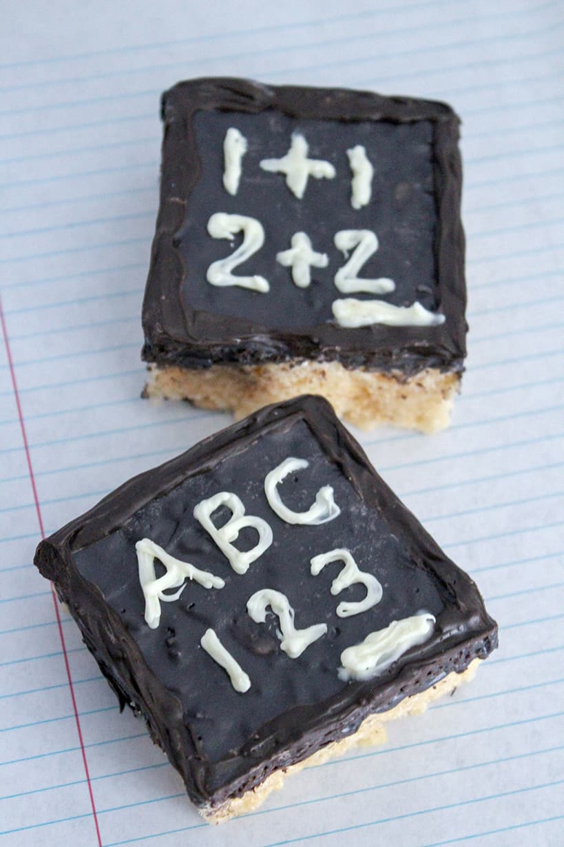 Letter and number chalkboard Rice Krispies