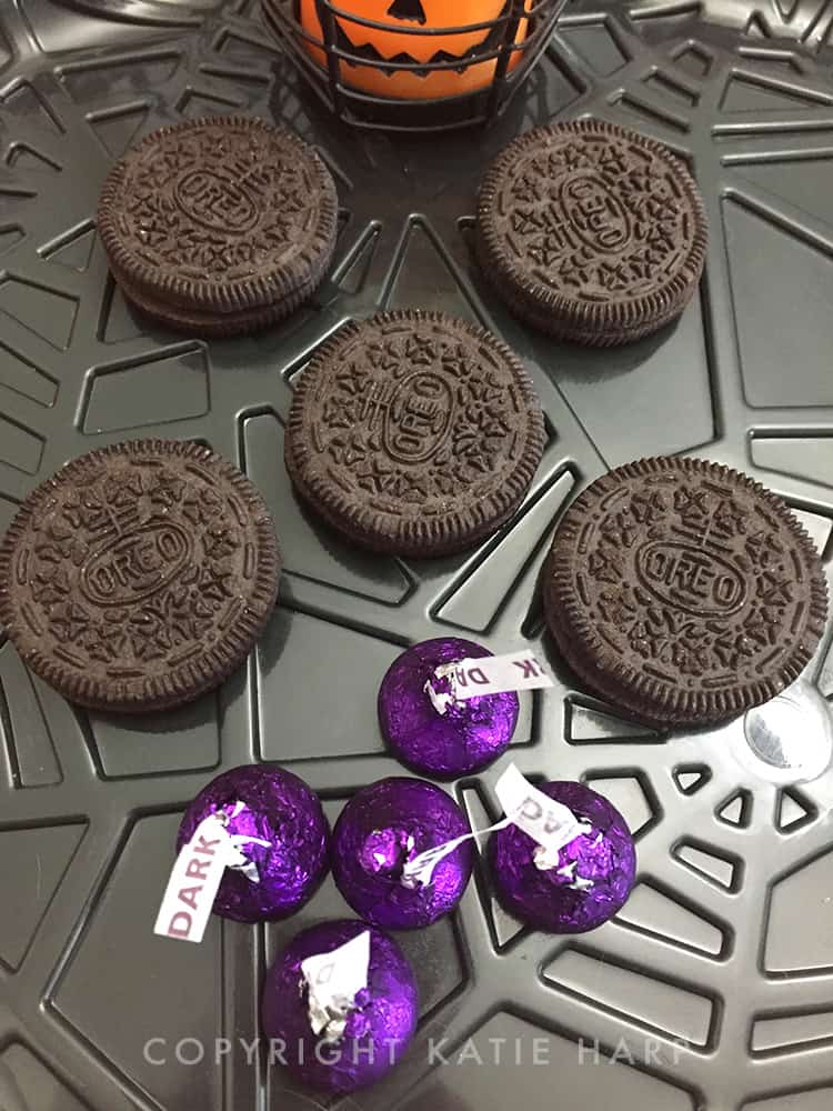 Dark chocolate Hershey’s kisses for the witch hats