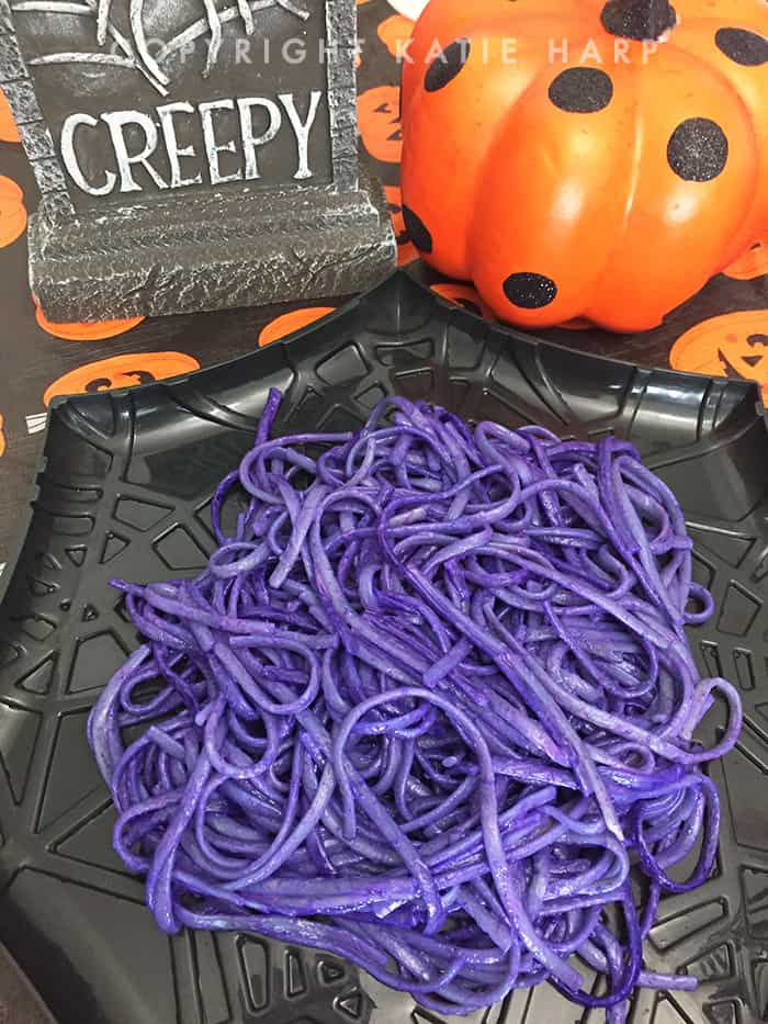 Finished purple pasta for Halloween
